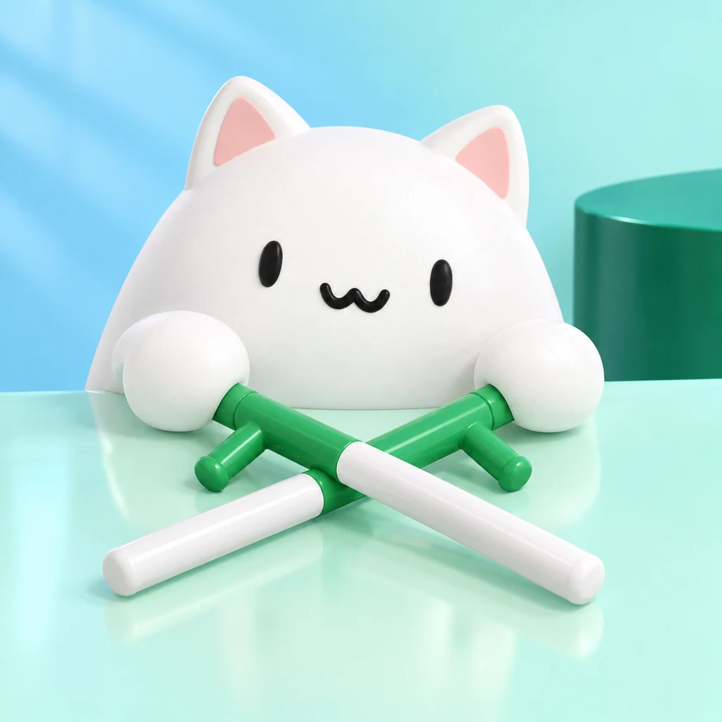Bongo Cat presiding over two crossed stonkbatons