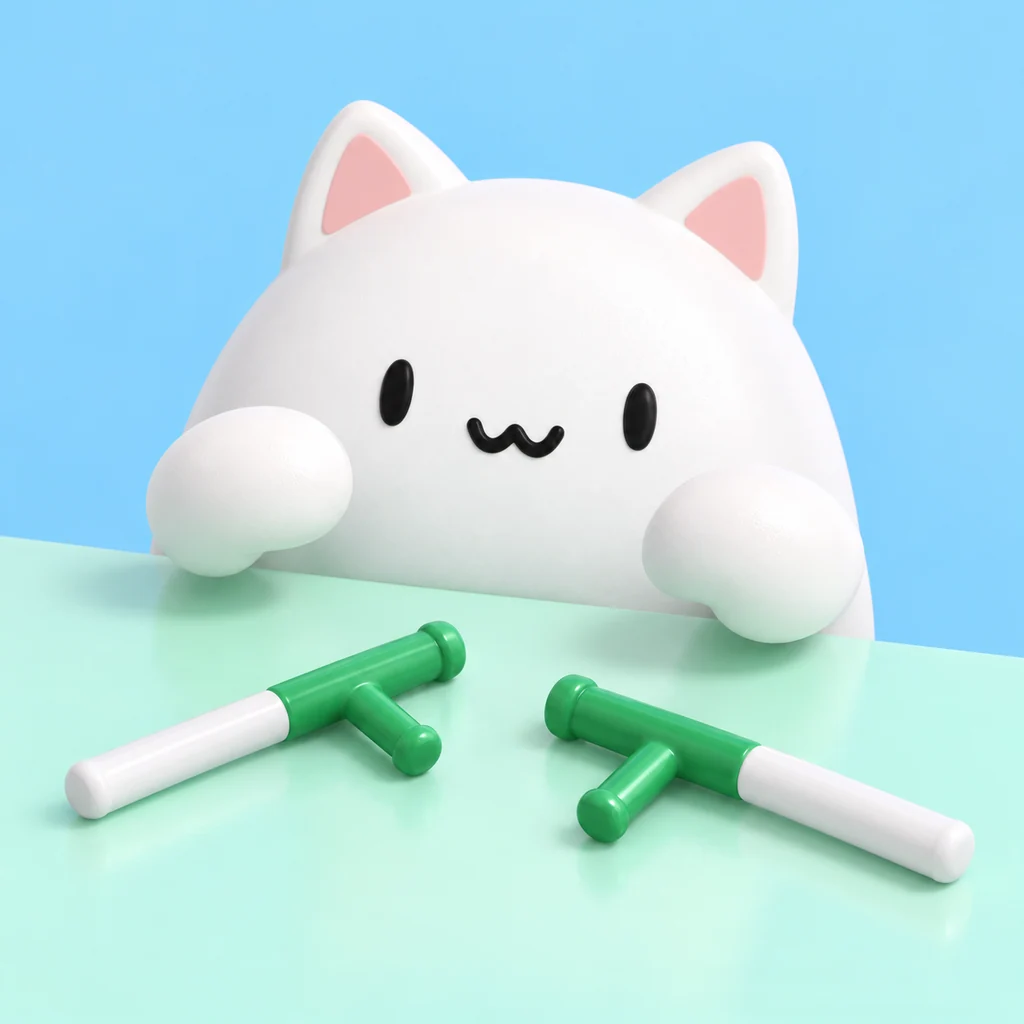 Bongo Cat poised to tap the green-and-white batons